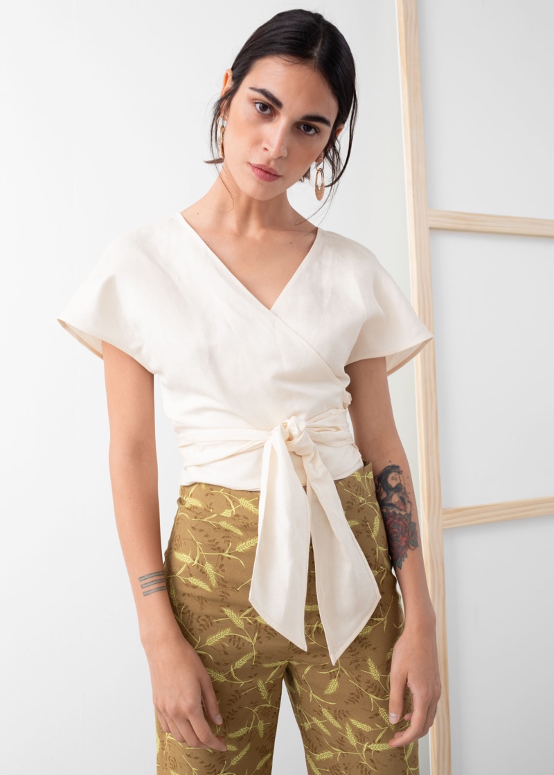 & Other Stories Linen Blend Wrap Top $59