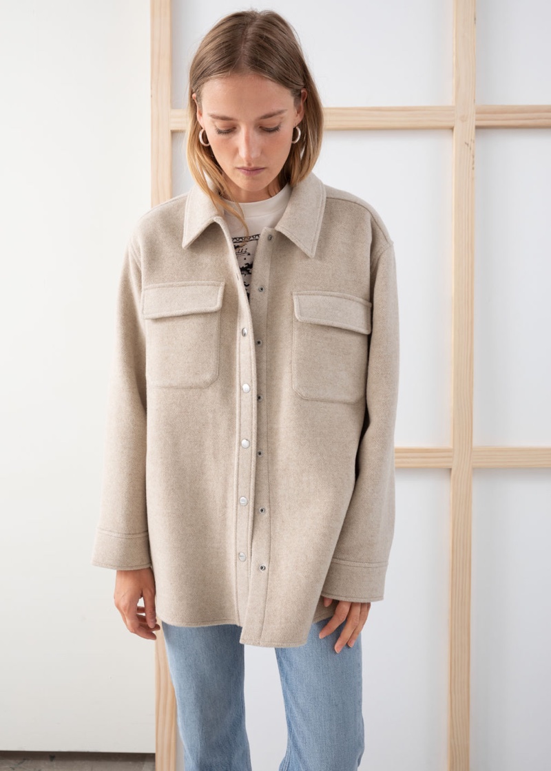 & Other Stories Oversized Wool Blend Workwear Shirt $149