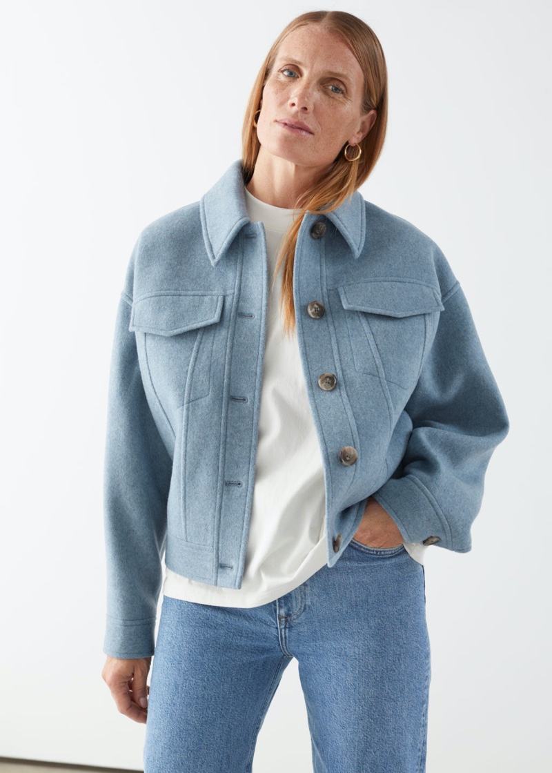 & Other Stories Oversized Wool Jacket in Light Blue $179