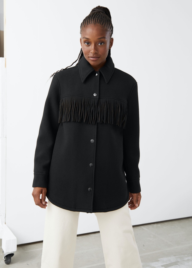 & Other Stories Relaxed Button Up Fringe Jacket $219