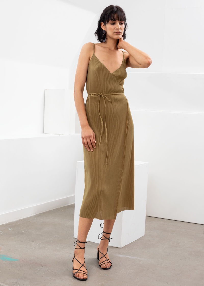 & Other Stories Ribbed Wrap Midi Dress $69