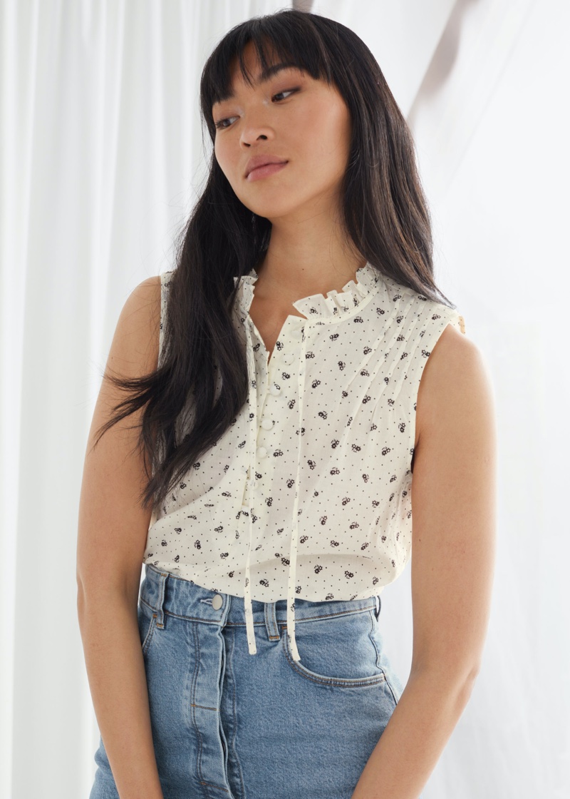 & Other Stories Sleeveless Frilled Blouse $49
