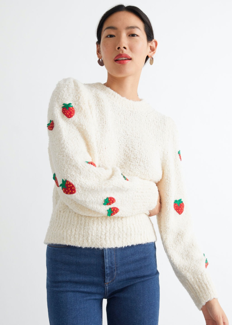 & Other Stories Strawberry Knit Sweater $119