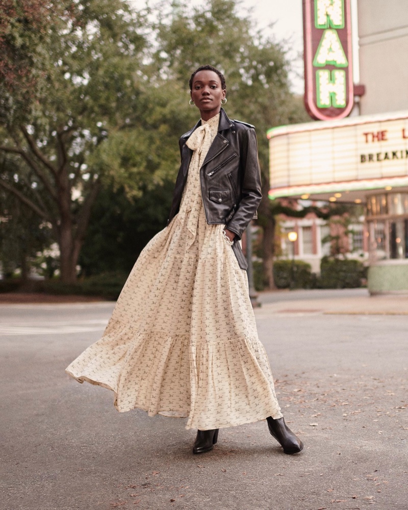 Herieth Paul layers up in Polo Ralph Lauren leather jacket and dress