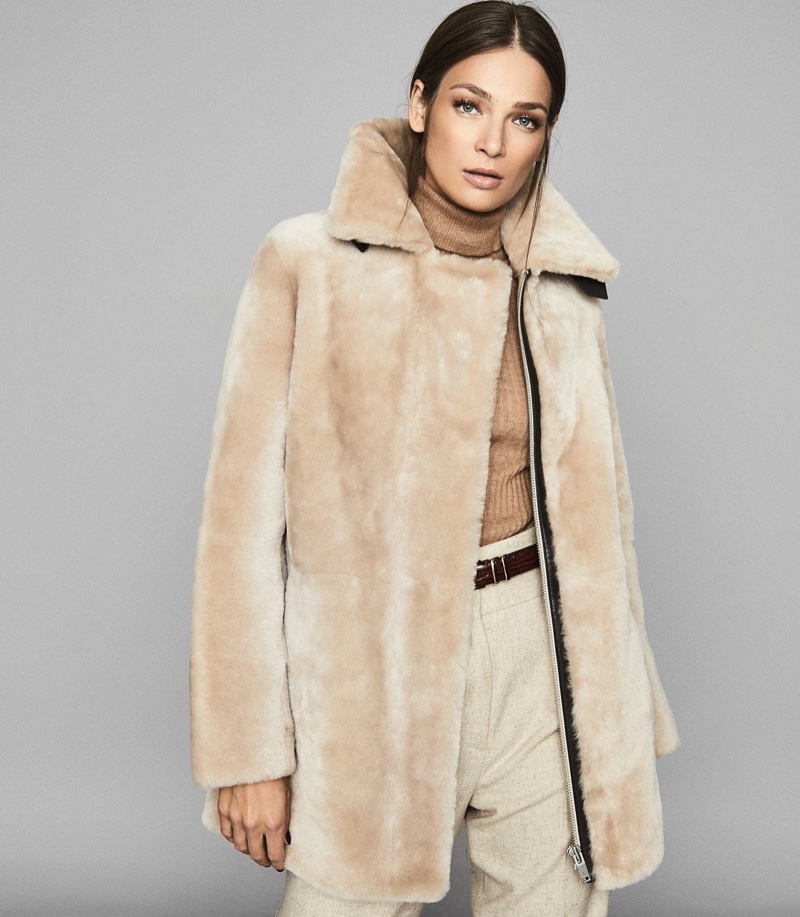 Reiss Izzie Mid Length Shearling Coat $1,875