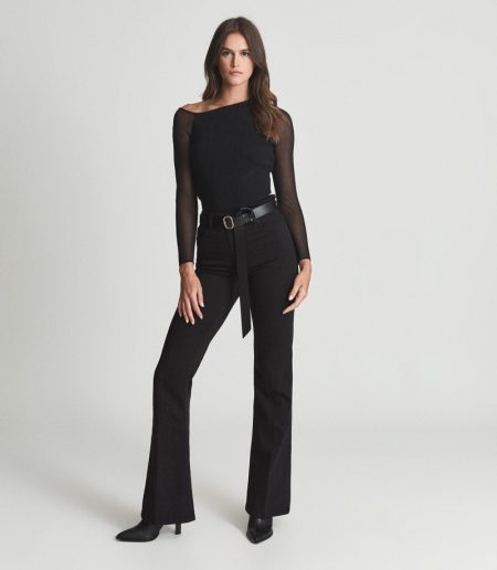 Stay Sharp in REISS' Fall Arrivals Reiss Willow Off-the-Shoulder Sheer Sleeve Top $245