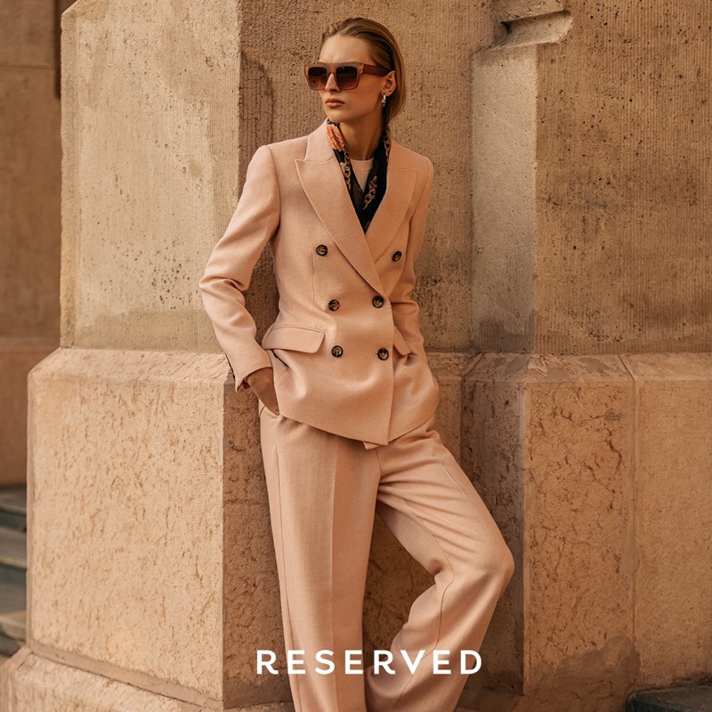 Model Daga Ziober suits up in Reserved fall 2019 collection