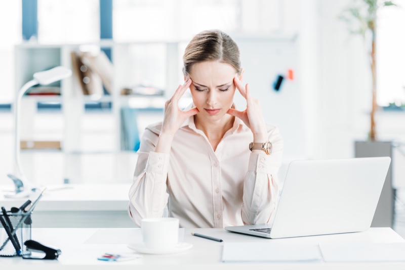 Stressed Woman Workplace Office Laptop