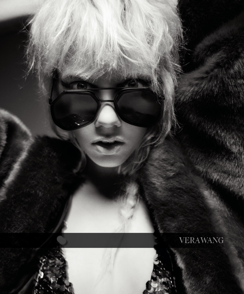 Marjan Jonkman wears sunglasses in Vera Wang fall-winter 2019 campaign