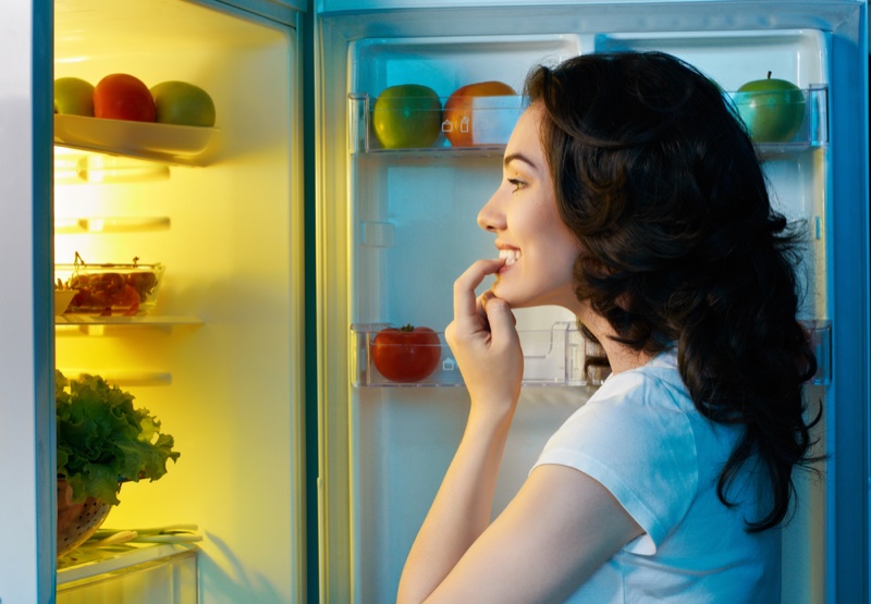 Woman Fridge Food Looking