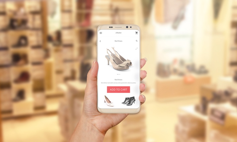 Woman Shopping Shoes Phone