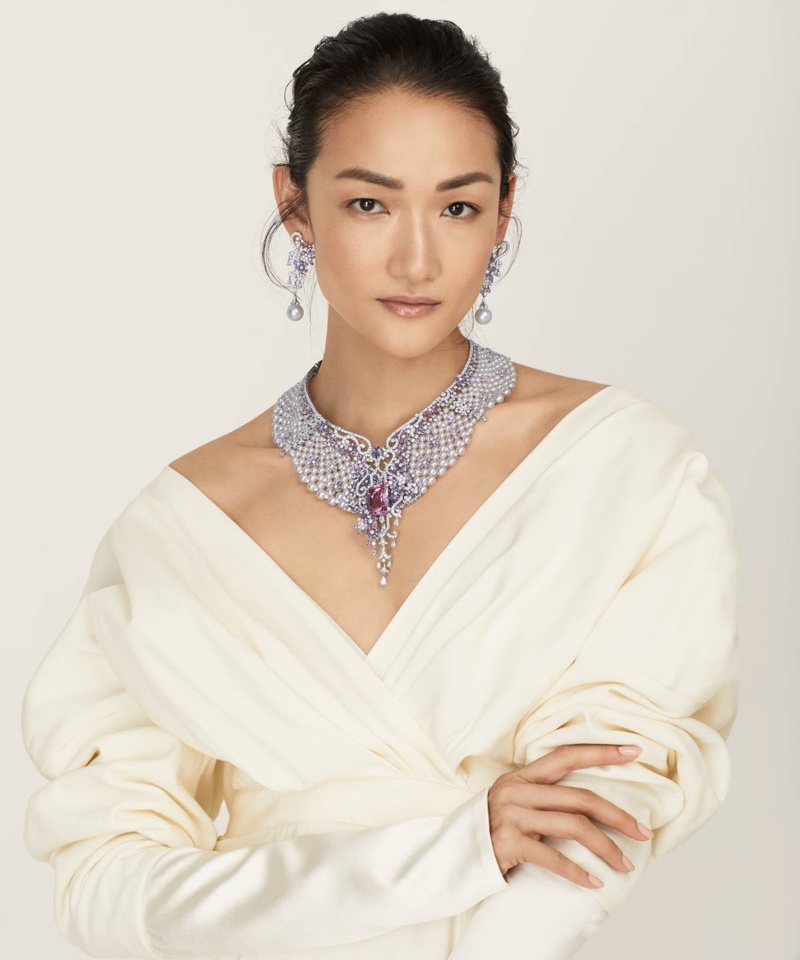Ai Tominaga Glitters in Mikimoto Jewelry for Vogue Japan