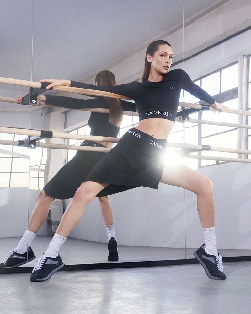 Bella Hadid strikes a pose in Calvin Klein Performance fall-winter 2019 campaign
