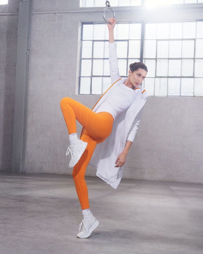 Model Bella Hadid wears a sporty look in Calvin Klein Performance fall-winter 2019 campaign