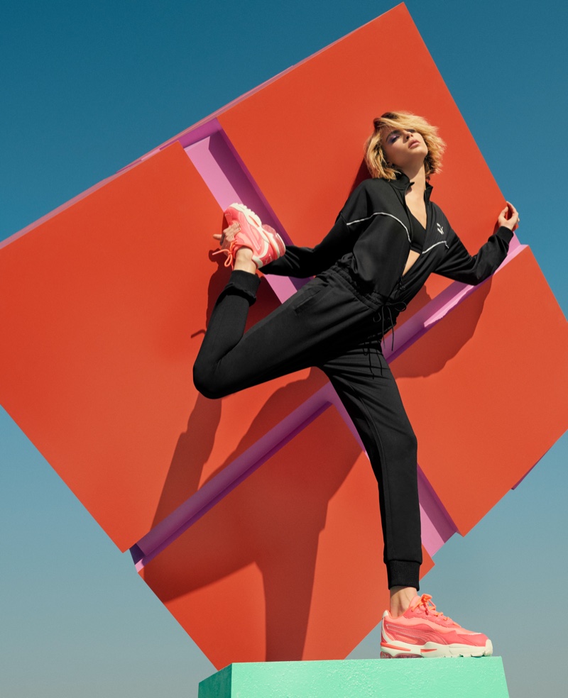 Cara Delevingne strikes a pose in PUMA Cell Stellar Neon sneaker campaign