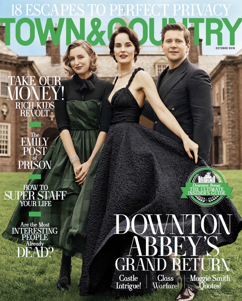 Laura Carmichael, Michelle Dockery and Allen Leech on Town & Country Magazine October 2019 Cover