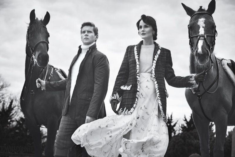 Posing with horses, Allen Leech and Michelle Dockery grace the pages of Town & Country