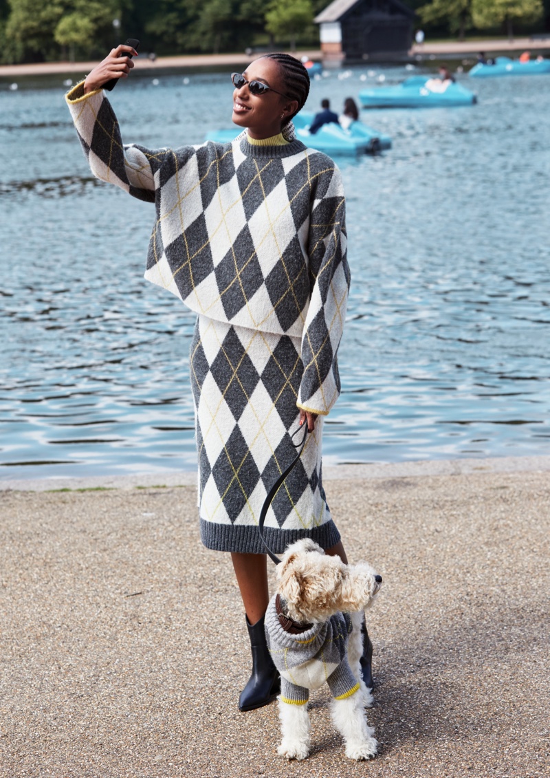 Julia Sarr-Jamois fronts H&M x Pringle of Scotland campaign