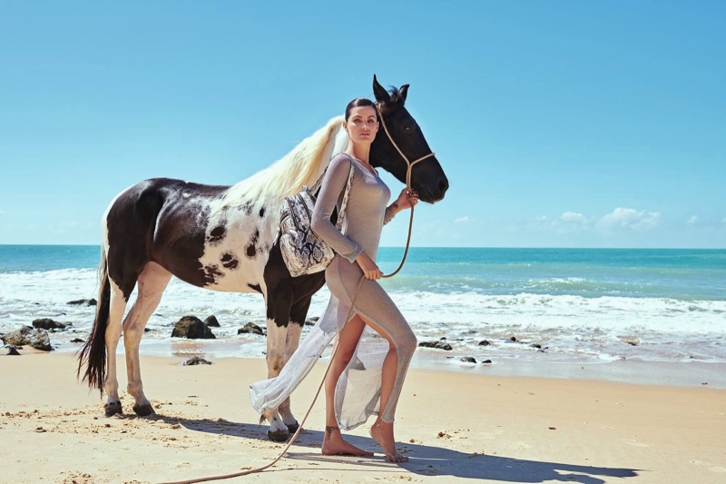 Posing with a horse, Isabeli Fontana fronts Luz da Lua summer 2020 campaign