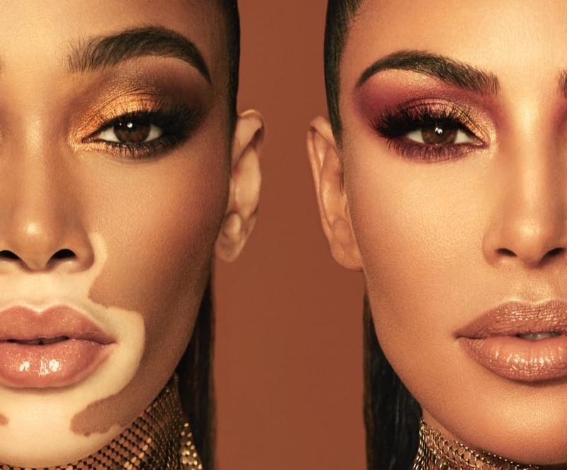 KKW Beauty x Winnie's makeup collaboration featuring shimmering products