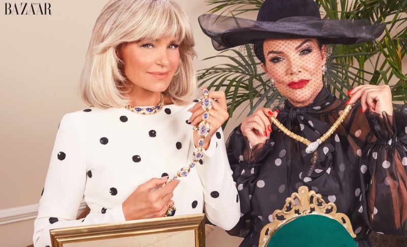 Dressed in polka dots, Yolanda Hadid and Kris Jenner channel 1980s glamour