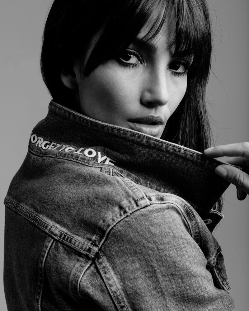 Lily Aldridge shows off bangs in Levi's Made & Crafted collaboration campaign