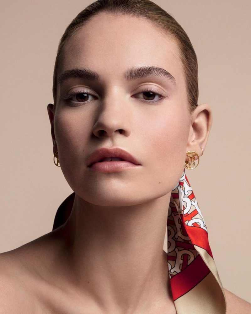 Lily James fronts Burberry Matte Glow Foundation campaign