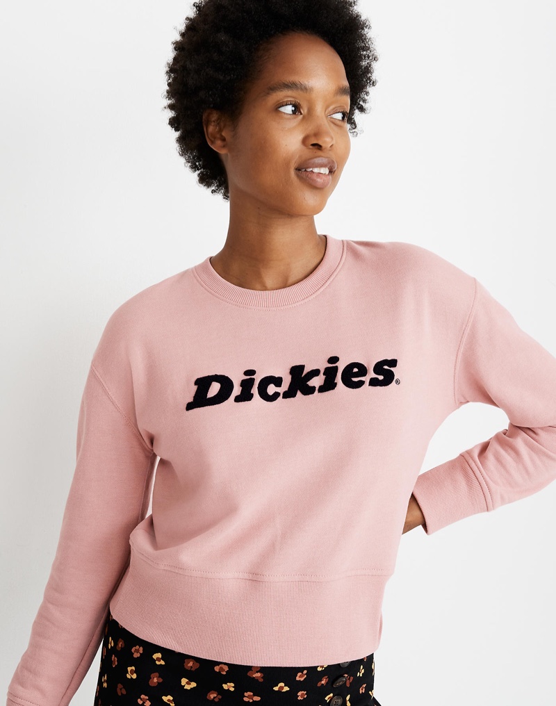 Madewell x Dickies Logo Shrunken Sweatshirt in Pink $68