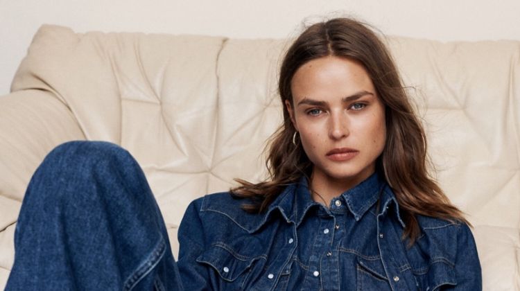 Birgit Kos Relaxes in Mango’s Fall Denim Styles