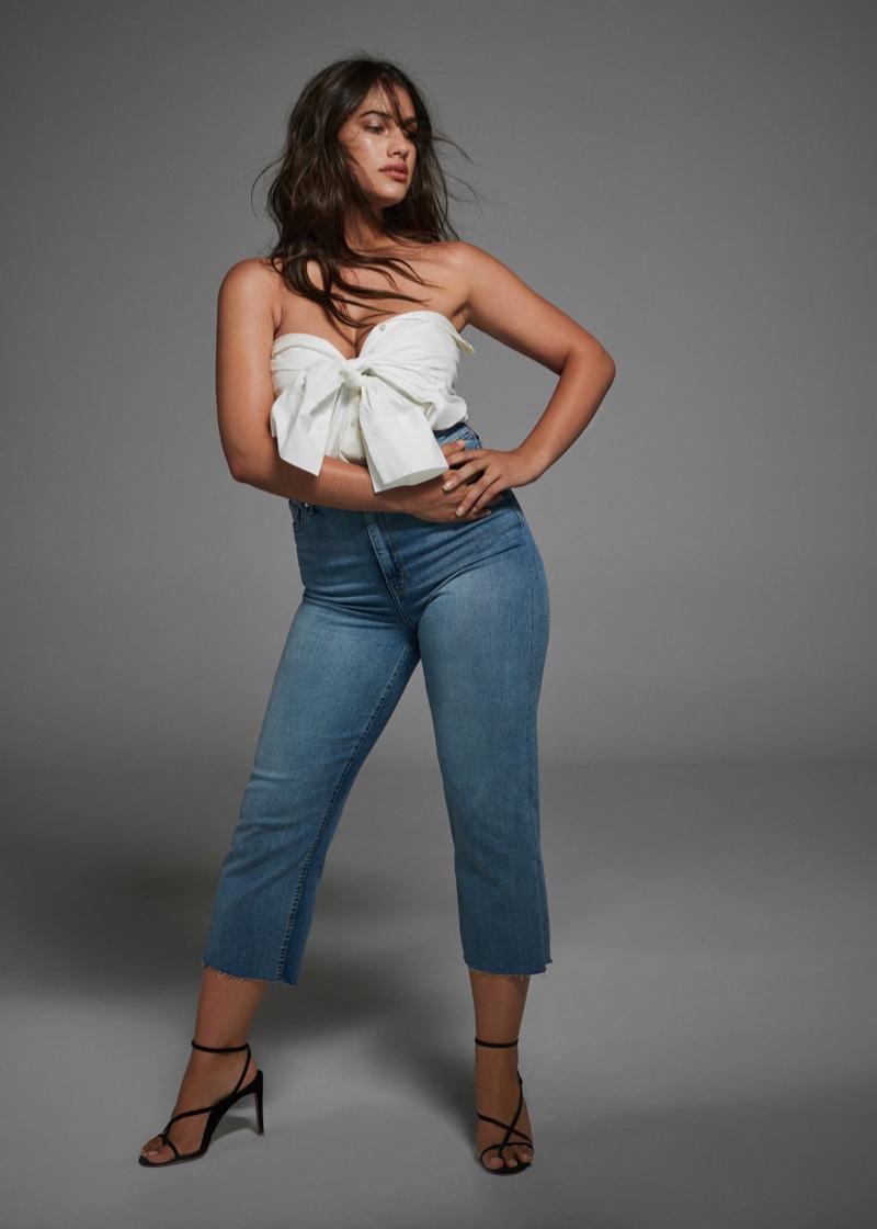 Model Lorena Duran strikes a pose in Violeta by Mango fall-winter 2019 denim styles