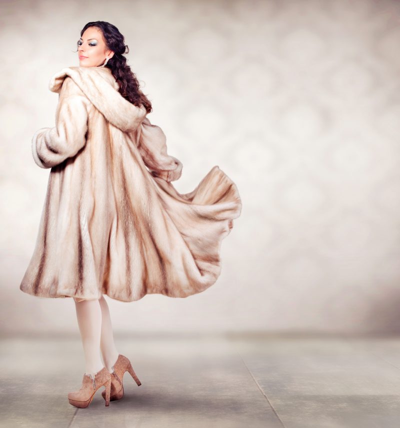 Model Posing in Pretty Fur Coat