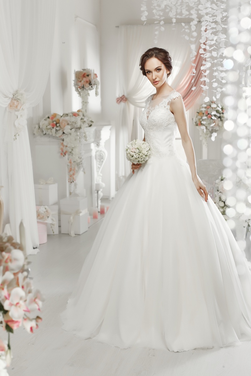 Model White Wedding Dress Elegant Fashion Portrait