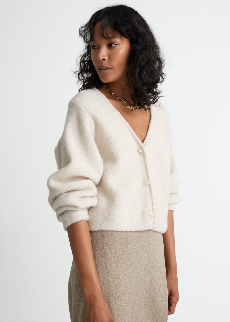 & Other Stories Boxy Wool Knit Cardigan in Cream $99