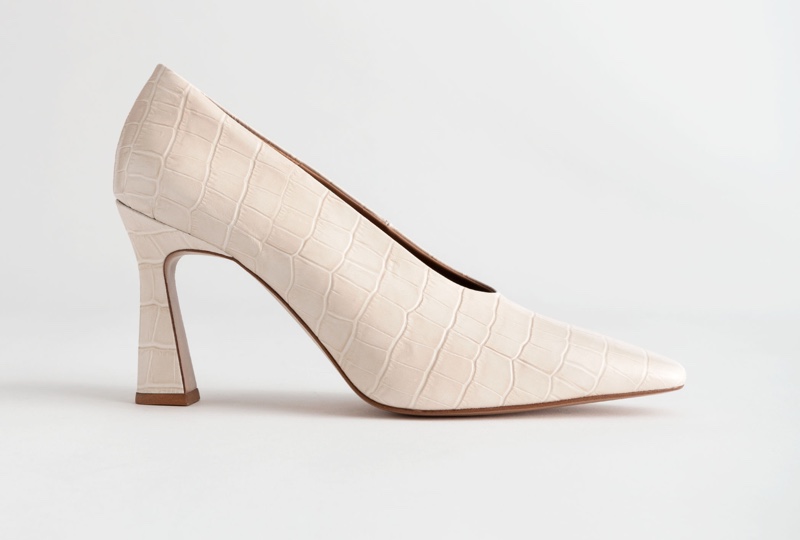 & Other Stories Croc Embossed Flared Heel Pumps $129