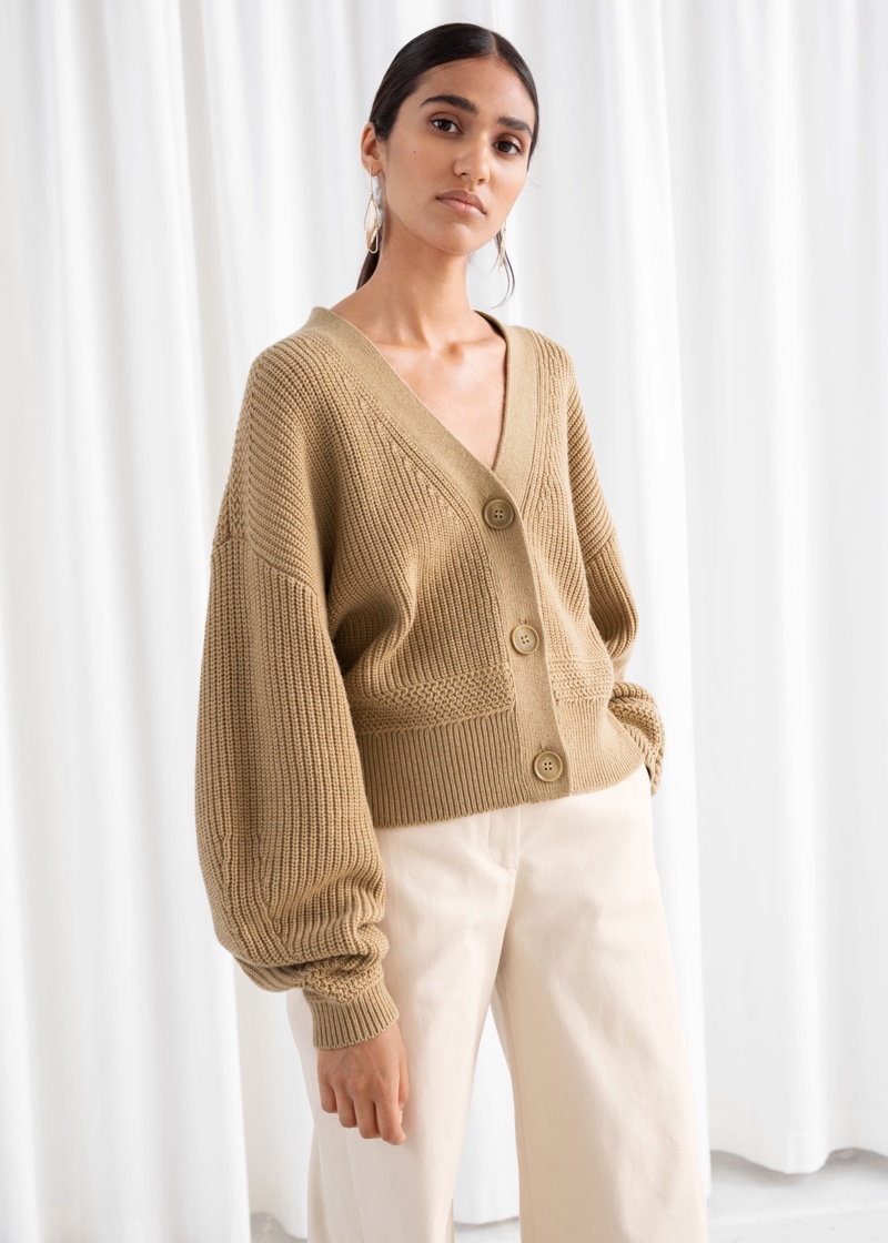 & Other Stories Cropped Cardigan in Camel $99