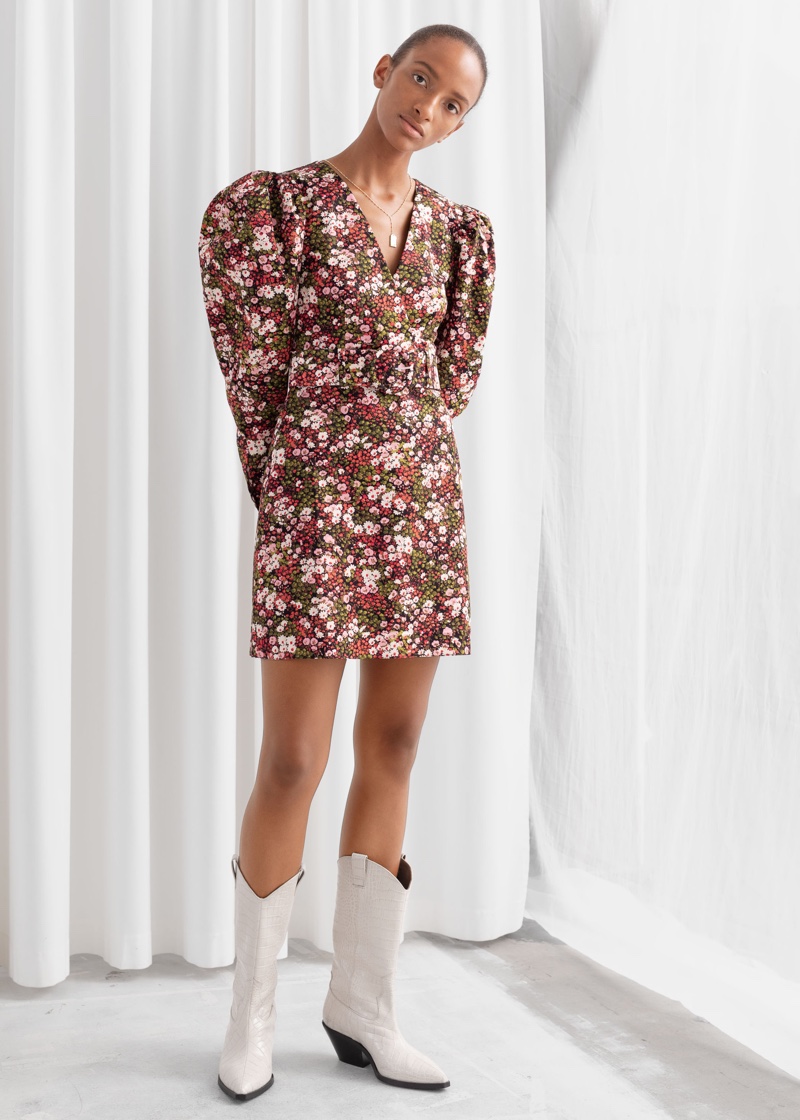 & Other Stories Floral Puff Sleeve Mini Dress $119