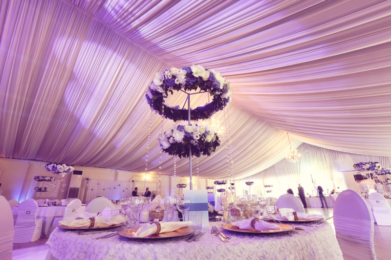 Purple Wedding Reception Table Plates