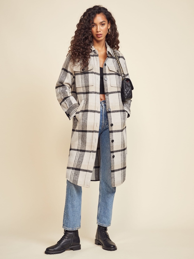 reformation plaid coat