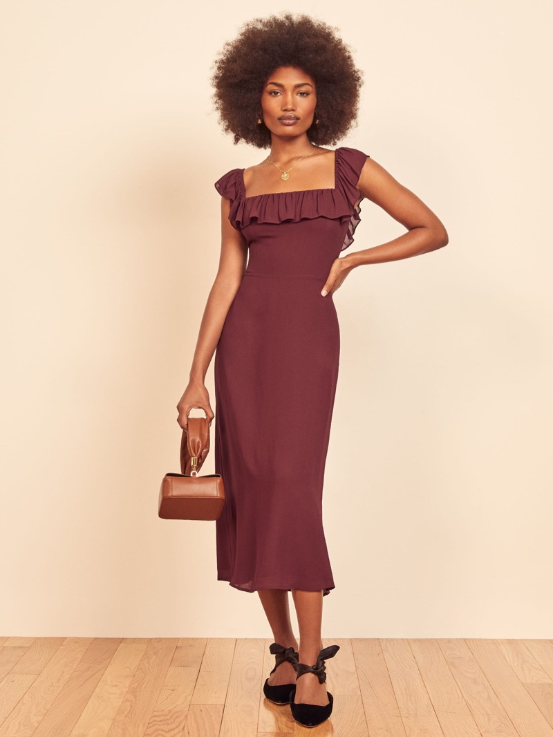 Reformation Colette Dress in Plum $218