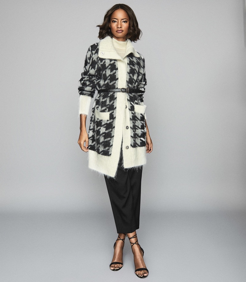Reiss Eleni Dogtooth Checked Cardigan $345