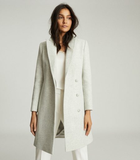 Keep It Sharp in REISS' Latest Coats Reiss Evie Blend Mid Length Overcoat in Pale Grey $620