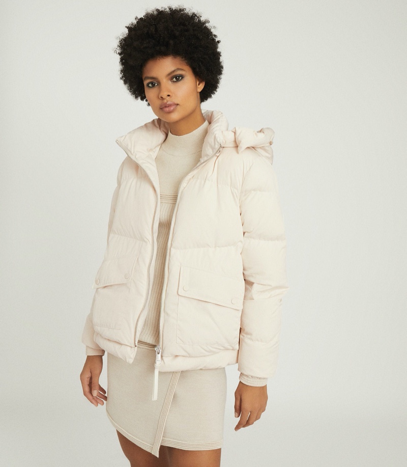 Reiss Paige Puffer Jacket with Removable Hood $620