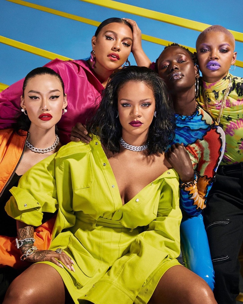 Jessie Li, Rihanna, Paloma Elsesser, Ajak Deng and Slick Woods front Fenty Beauty Pro Filt'r Hydrating Foundation campaign