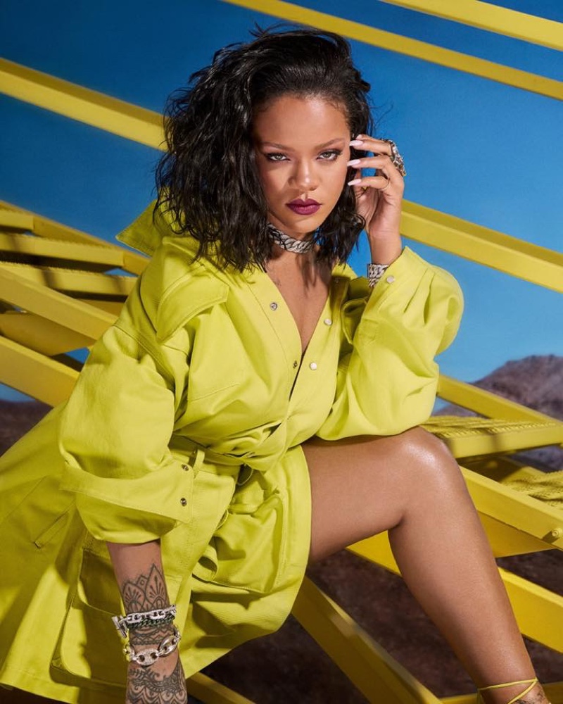 Dressed in green, Rihanna fronts Fenty Beauty Pro Filt'r Hydrating Foundation campaign