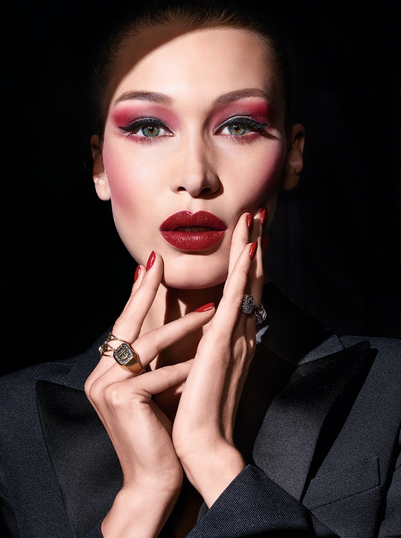 Bella Hadid tries on dramatic beauty for Dior Halloween makeup shoot