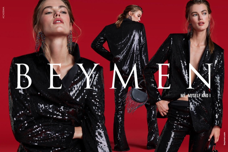 Model Mathilde Brandi poses in black for Beymen Collection fall-winter 2019 campaign