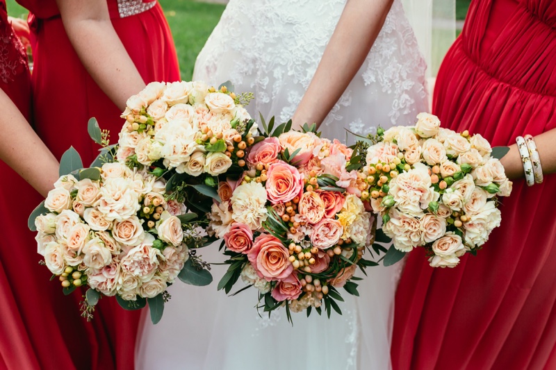 Bride Bridesmaids Floral Bouquets Dresses