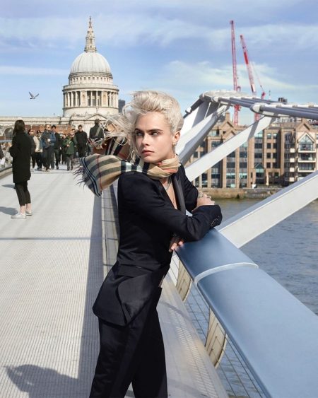 Cara Delevingne Poses in London for Burberry 'Her Intense' Fragrance Model Cara Delevingne poses in London for Burberry Her Intense fragrance campaign