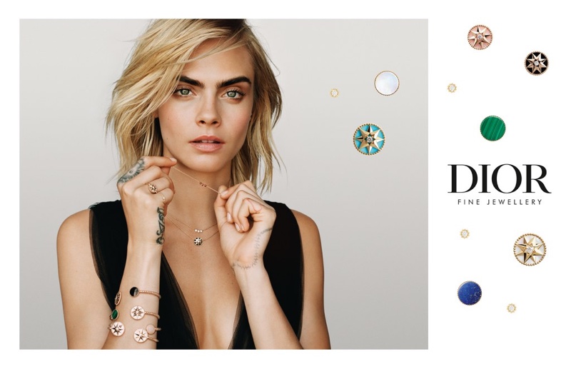 Model Cara Delevingne is the face of Dior Joaillerie Rose des Vents campaign