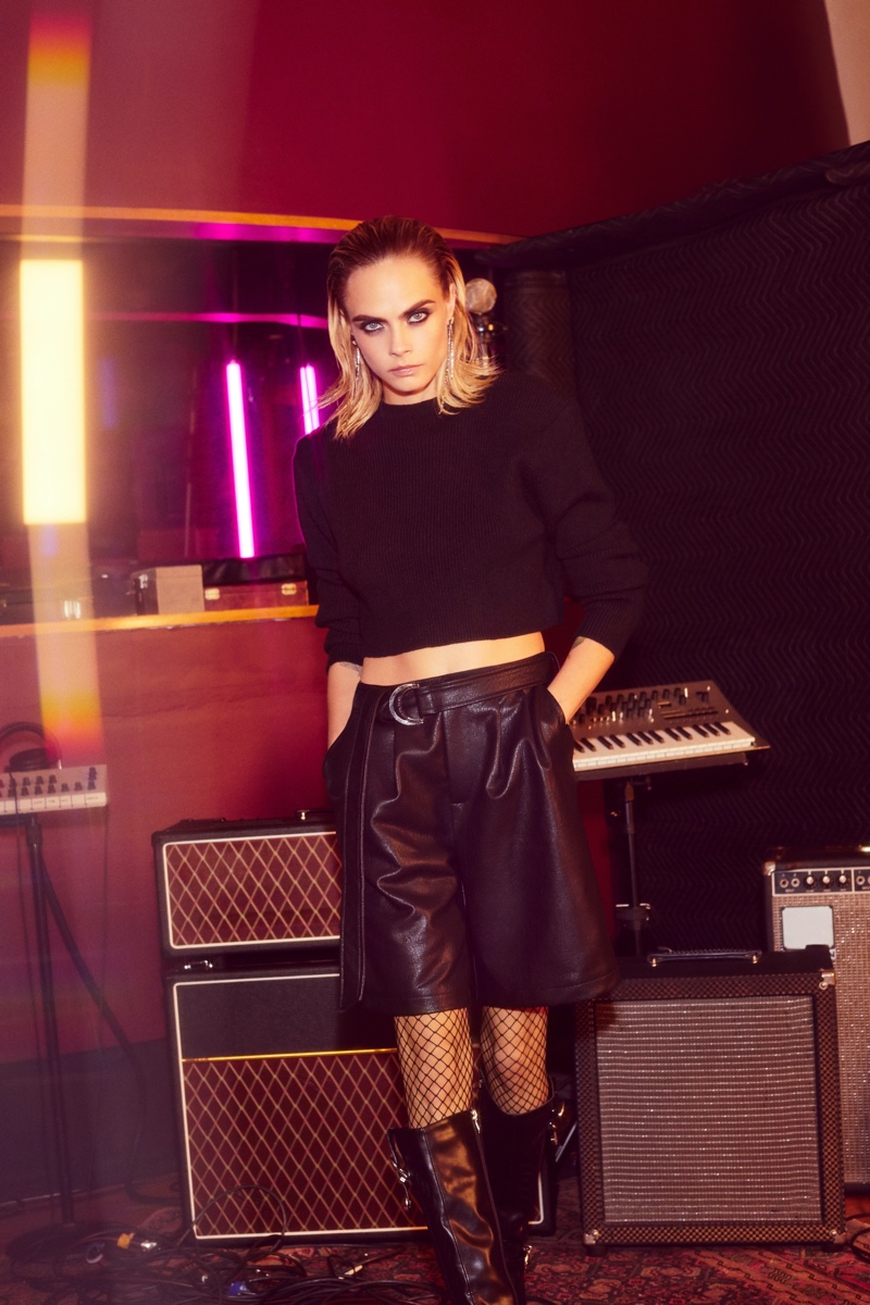 Clad in black, Cara Delevingne fronts Nasty Gal collaboration